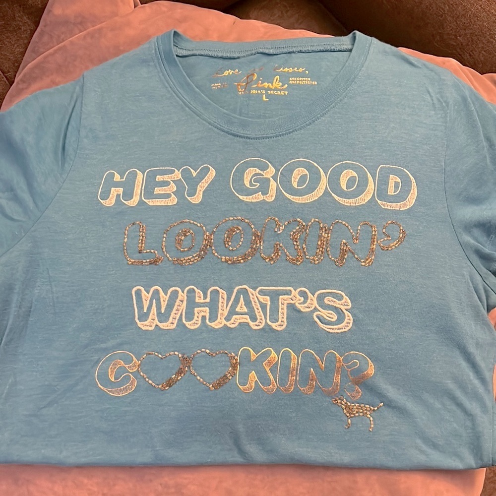 Victoria Secret PINK “Hey Good Looking, What's Cooking?“ Beaded Tshirt